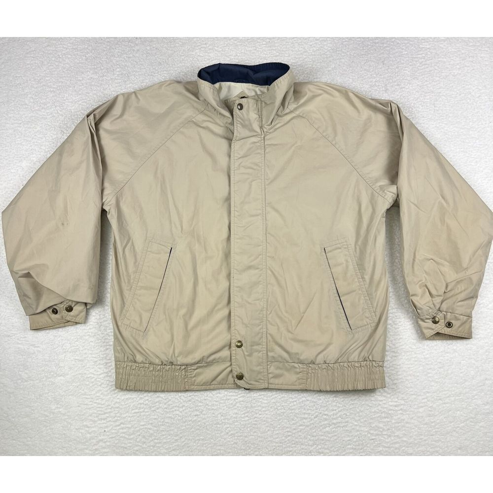 Vintage English Squire Jacket Mens Large Beige Canvas Bomber Coat Flaws‎